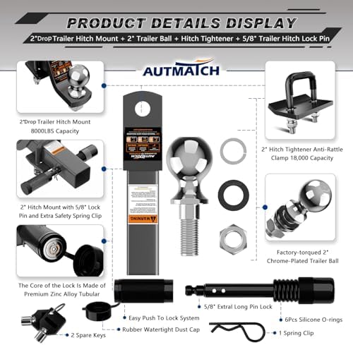 AUTMATCH Trailer Hitch Ball Mount - Image 2