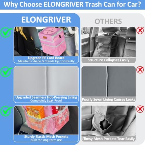 ELONGRIVER Leak Proof Car Trash Can - Image 5