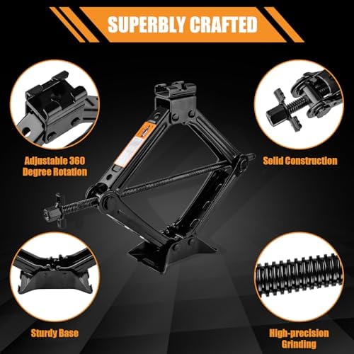 Beaiguna Portable Car Jack Kit, 2 Ton Scissor Jack - Image 3