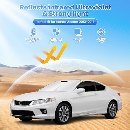 Canvcle Window Shades for 2013-2017 Honda Accord Accessories Windshield Sun - Image 2