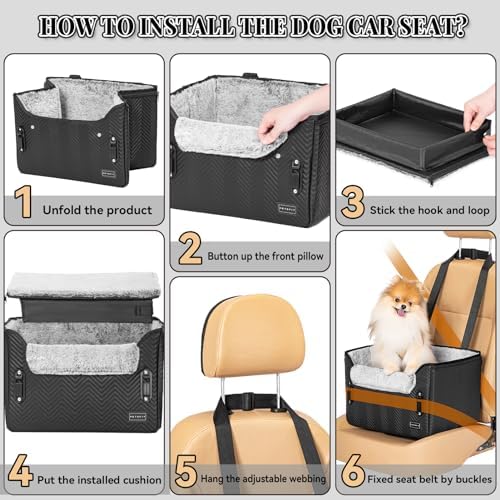 PETSFIT Small Dog Car Seat, Waterproof PU Leather Dog Carseat - Image 6