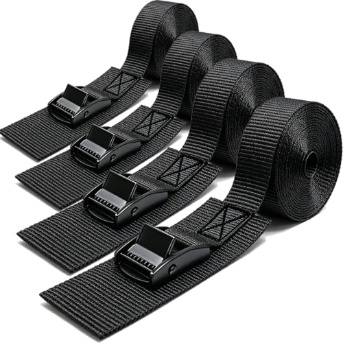 Lashing Straps with Buckles, 1 in*6.7Ft Luggage Straps with Protective Pad by FocusonMatchaWhiskSet