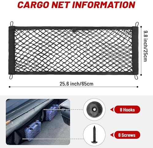RED WOLF 2 Pcs Universal Cargo Net Pocket Elastic Mesh Netting Car Mesh Pouch - Image 3