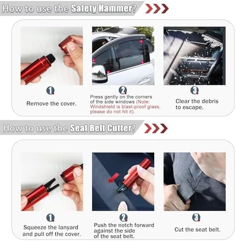 4 Pack Car Window Breaker and Seatbelt Cutter, Auto Rescue Tool, Safe Hammer - Image 5