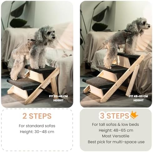 MEWANG Wood Pet Stairs, 2-Step Dog Stairs - Image 6