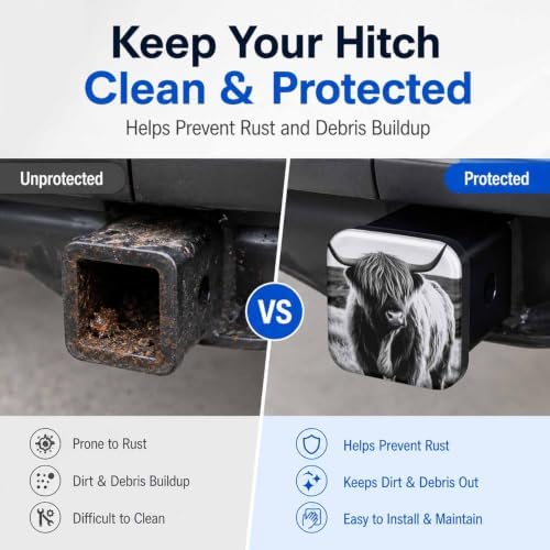 Hitch Cover Receiver Tube Hitch Plug Hairy Highland Cow, Tool-Free Install Tow - Image 5
