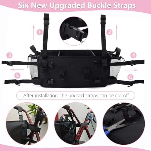 Upgraded Rollator Basket Foldable Rollator Walker Storage Bag - Image 6