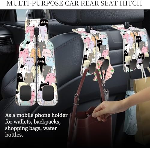 PU Leather Car Seat Hook, Storage Headrest Hanger, Cute Car Backseat Organizer - Image 2