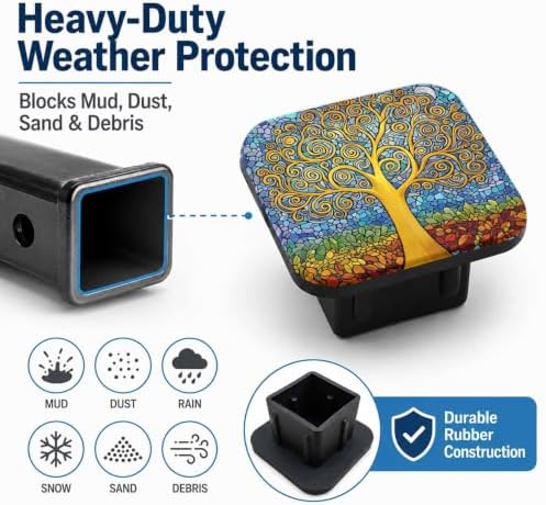 Trailer Hitch Covers Abstract Tree Colorful Tow Hitch Plug Covers Heavy Duty 2 - Image 6
