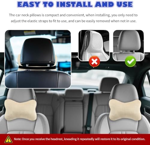 2PCS Car Headrest Pillow, Soft & Comfortable Car Neck Pillow - Image 6