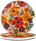 Floral Car Coasters for Cup Holders Set of 2 Colorful Flowers Absorbent Ceramic by Unknown