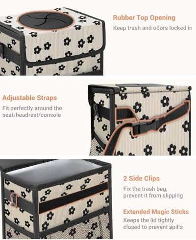 Capolo Car Trash Can with Lid, Leakproof Car Garbage Can Car Trash Bag - Image 3