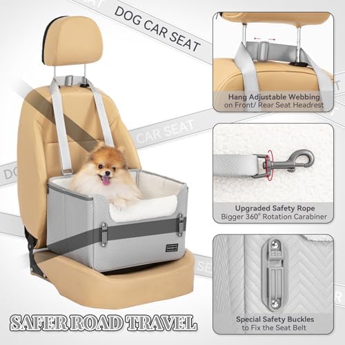 PETSFIT Dog Booster Car Seat, Waterproof PU Leather Dog Car Seats - Image 2