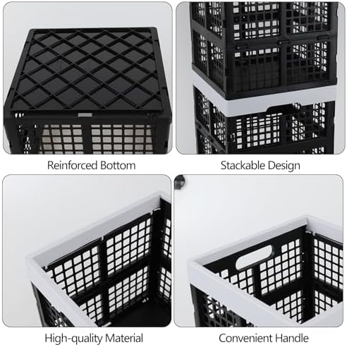 3 Packs 18 L Collapsible Milk Crate, 11 Inch Cube Storage Bin - Image 3