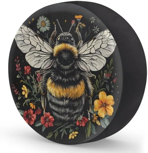 Spare Tire Cover Bee and Flowers Wheel Covers Protectors Waterproof Dust-Proof - Image 3