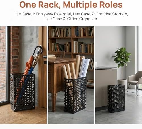 BEWBBAT Umbrella Stand Rack for Entryway, Hollow Metal Holder, FreeStanding - Image 6
