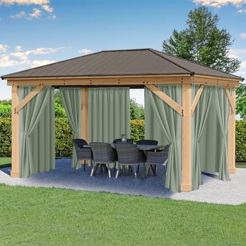 Outdoor Curtains for Patio Waterproof Rod Pocket 6 Pcs 54x95 Sage Green by HolidayIdeas