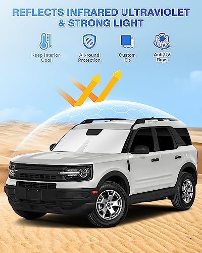 Canvcle Windshield Sun Shade for Ford Bronco Sport 2021-2025 2026 Side Rear - Image 2