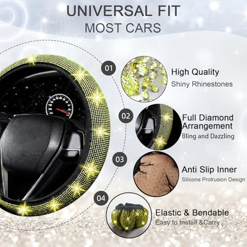 NBTEPEM 27 PCs Yellow Bling Car Accessories Set - Image 4