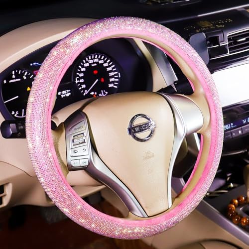 Car Steering Wheel Cover Pink for Women Bling Accessories Diamond Universal - Image 4