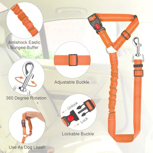 BWOGUE Dog Seat Belt for Car, Headrest Restraint Bungee Lead - Image 4
