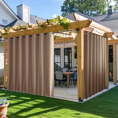 NICETOWN Outdoor Curtains for Patio Waterproof & Windproof W100xL108 Tan by NICETOWN