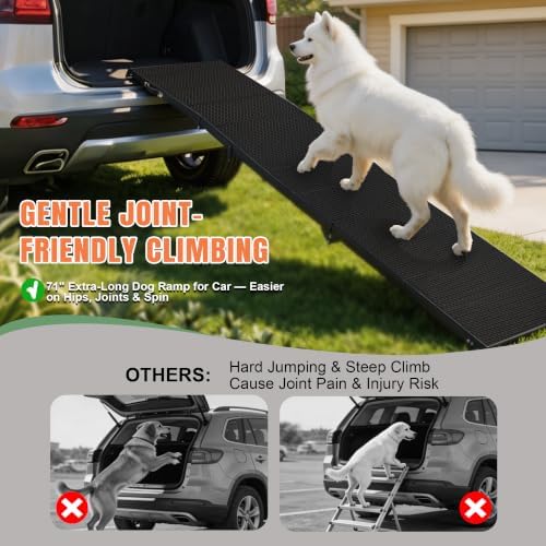 71" Dog Ramp for Car, Extra Long Foldable Hisfox Pet Ramp for Dog - Image 2