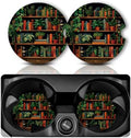 Yonlevres Car Coasters for Cup Holders, Vintage Bookshelf, 2 Pack by Yonlevres
