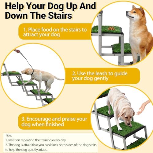 Grass Dog Stairs for Car, Non-Slip Folding Dog Ramps for Large Dogs, 5 Steps - Image 7