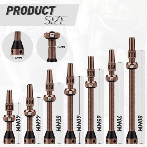 BWSHLF Tubeless Presta Valve Stem 40/44/55/60/65/70/80/100 mm, Super Light - Image 5