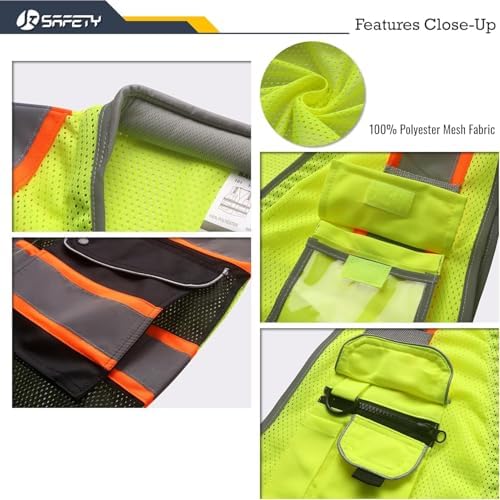 JKSafety Hi Vis Safety Vest for Men Women Cushioned Collar JK101 YBlack 4XL - Image 2
