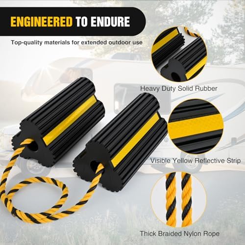Nilight Wheel Chocks Rubber Yellow Reflective Strips 2 Pack - Image 5