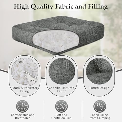 downluxe Chair Cushions for Dining Chairs 2 Pack, Tufted Indoor Chair Pads - Image 2