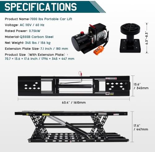 Albott 7000 lb Portable Car Lift - Image 2