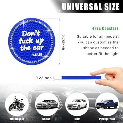 Ziciner 4 Pack Bling Car Cup Holder Coaster, 2.75 Inch Anti-Slip Auto Insert - Image 2