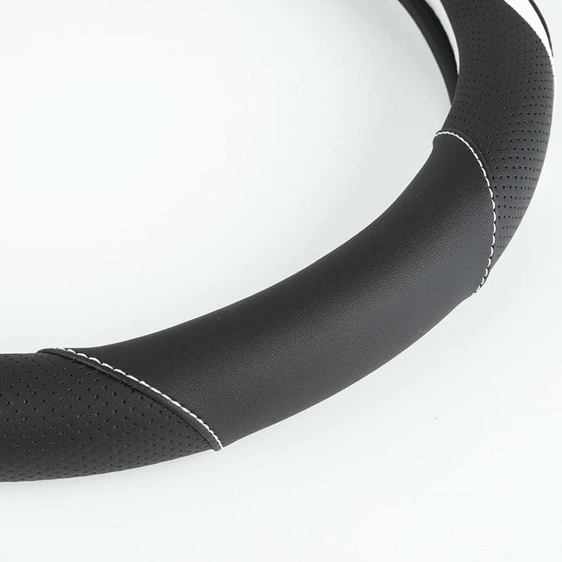 Szttswamp Car Steering Wheel Cover, Microfiber Leather White 14.5-15 Inch - Image 4