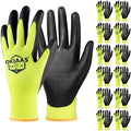 OKIAAS PU Coated Work Gloves Men, Ultra Grip & Lightweight, 12 Pairs Bulk by OKIAAS