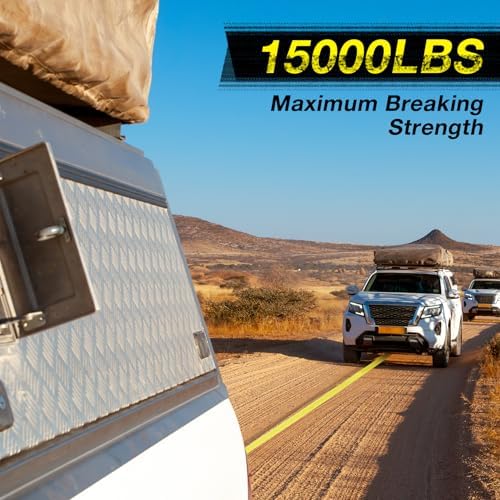 2" x 20ft Tow Strap with Hooks Heavy Duty Recovery Strap 15000 lbs Capacity - Image 5