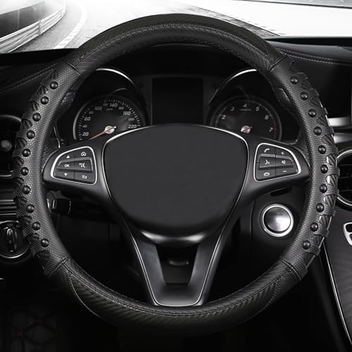 3D Massage Car Steering Wheel Cover, 14.5-15 Inch Universal Black Carbon Fibre - Image 2