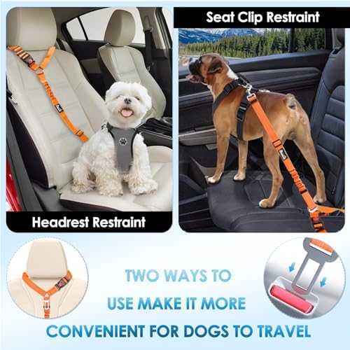 Lukovee Dog Seat Belt, 2 Pack, 3-in-1 Headrest & Seatbelt Clip & Latch - Image 3