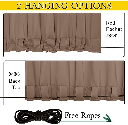 NICETOWN 2 Panels Outdoor Curtains Waterproof Bottom Fixed W46xL90 Tan - Image 4