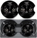 2 Pack Black Cat Car Coasters for Cup Holder, Neoprene Anti Slip Mat by Unknown