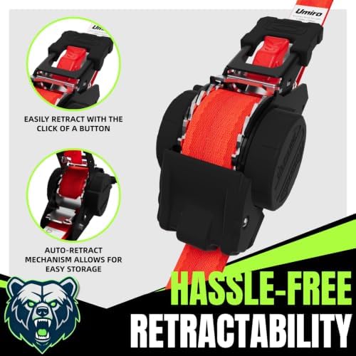 Retractable Ratchet Straps, 1 Inch x 12 Feet Heavy Duty Tie Downs, 1760lb Break - Image 6