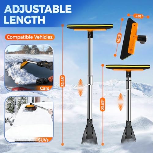 COMOWARE Telescoping 2-in-1 Snow Broom & Ice Scraper - Image 2