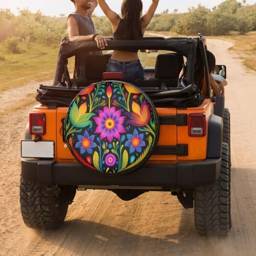 Delerain Mexican Boho Ornament Flower Spare Tire Cover Wheel Protectors Sun - Image 4