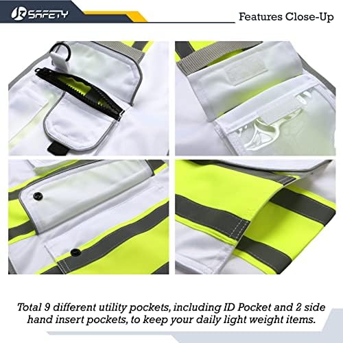 JKSafety Safety Vest for Men Women Reflective Hi Vis JK901 White M - Image 4