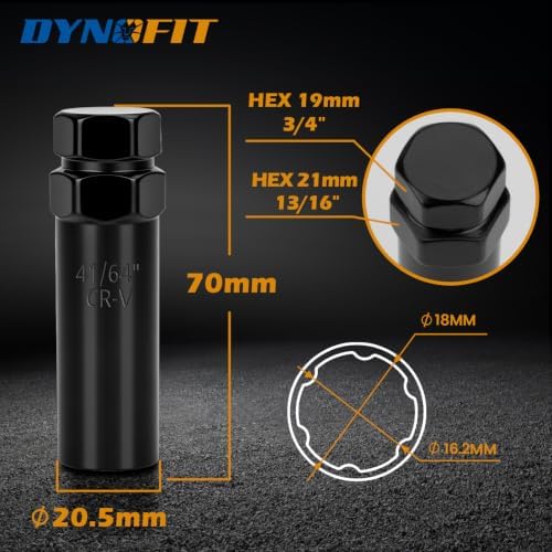 Dynofit 6 Spline Tuner Lug Nuts Key, - Image 2