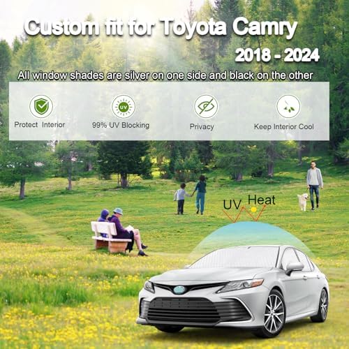 KMF 6pcs Thicken Sun Shades for Toyota Camry 2018-2024 Accessories, Full Window - Image 2