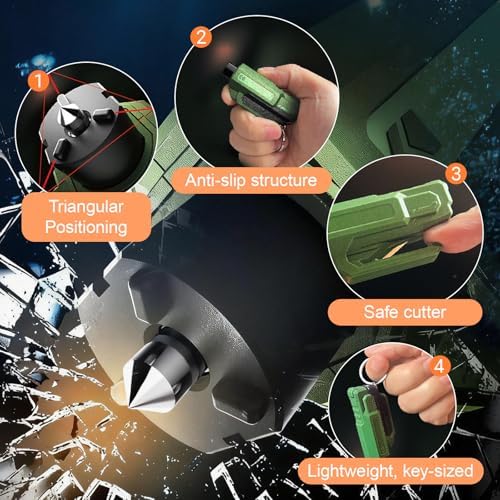 4PCS Car Window Breaker Seatbelt Cutter, Emergency Keychain Car Escape Tool - Image 5