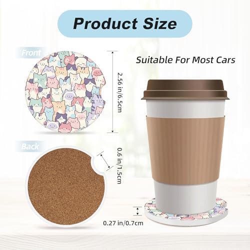 Cute Colorful Cats Car Coasters - Image 3